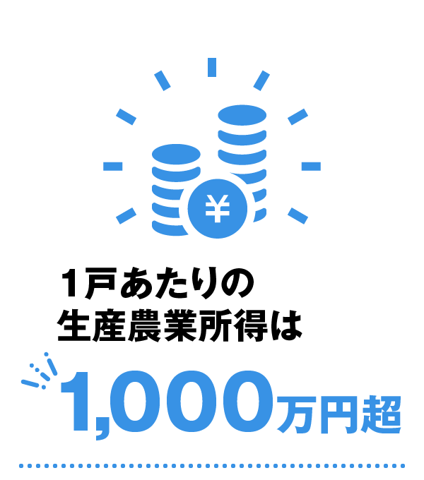 1戸あたりの生産農業所得は1,000万円超
